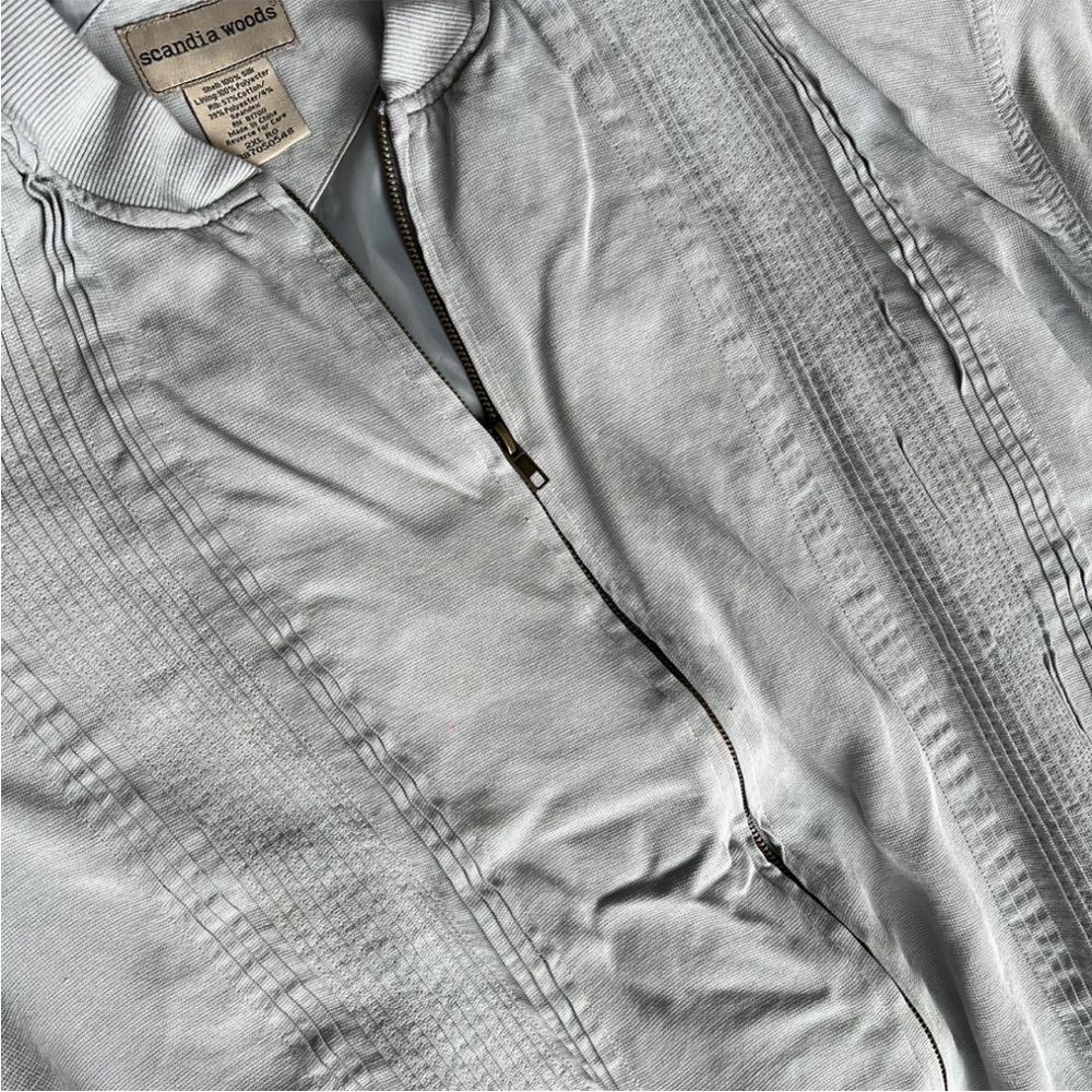 Light Gray Silk Bomber Jacket - Picture 2 of 4
